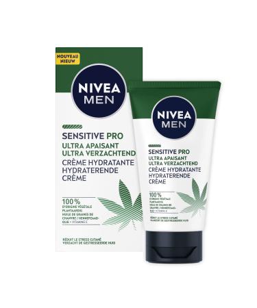 NIVEA MEN Sensitive Pro Ultra-Soothing Moisturizing Face Cream (1 x 75 ml) Cream with Organic Hemp Oil Men's care with vegan formula