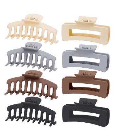 Mehayi 8 Pack Large Matte Hair Claw Clips 2 Styles Nonslip Medium Cute Jaw Clips Strong Hold for Women Girls Thick Thin Fine Long Hair Fashion Acrylic Hair Clamps Hair Styling Accessories 8 Pieces-Type A