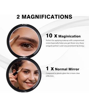Supertina Mirror Compact - Distortion-Free 1x and 10x Magnifying Travel Mirror for Aging Eyes - Ideal for Purses - Perfect for Applying Eye Makeup - Buy Online on GoSupps.com