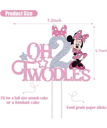 Mouse Oh Twodles Cake Topper for Girls Pink Glitter Mouse Second 2nd Birthday Cake Topper with Pink Bows for Girls Birthday Party Decorations Supplies(Double-sided) Silver&pink (Silver&pink) - Buy Online on GoSupps.com