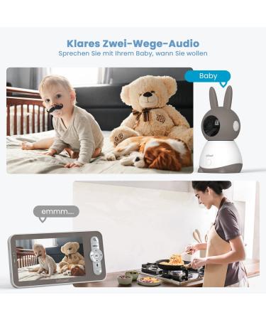 eegeek 2K Babyphone with Camera - 5 WLAN Video Monitor PTZ 355 Night Vision Motion & Noise Detection App Control - Buy Online on GoSupps.com