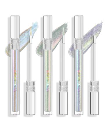 Multichrome Liquid Eyeshadow Set - 3 High Pigment Waterproof Metallic Shades for Multi-Dimensional Eye Makeup | Ultra Fine Tip Glitter Liner (Aurora Twilight Moonbow - Buy Online on GoSupps.com