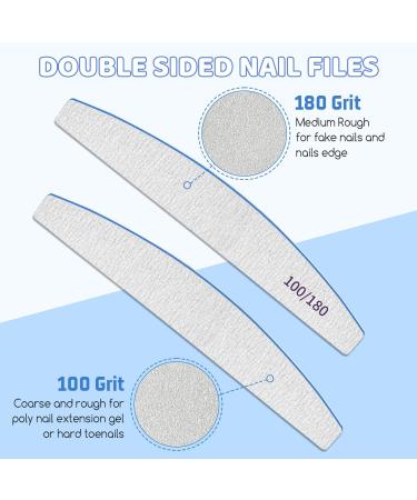 25PCS Blue 100/180 Grit Double Sided Nail Files - Washable & Reusable Emery Boards for Acrylic & Natural Nails - Buy Online on GoSupps.com
