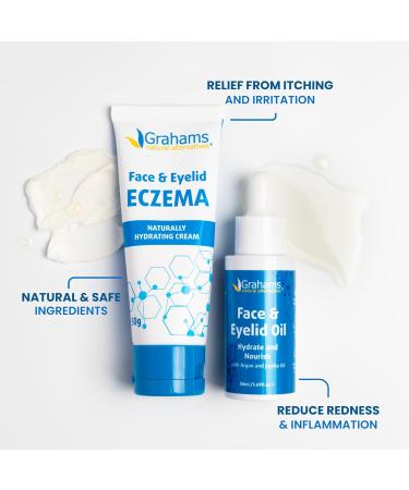 Grahams Natural Face & Eyelid Eczema Relief Kit - Treatment for Dry Skin, Eczema, Perioral & Seborrheic Dermatitis | Itch Relief - Moisturizing Face Cream (1.76 fl oz) + Eyelid Oil (1.69 fl oz) - Buy Online on GoSupps.com