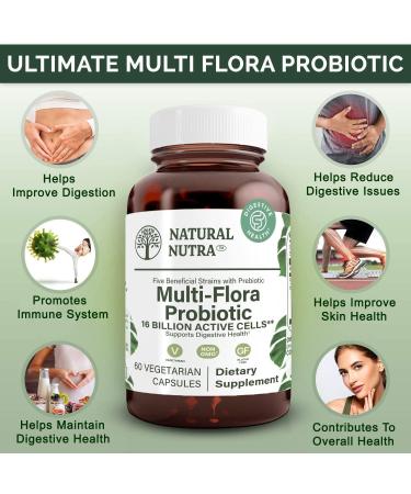 Natural Nutra Ultimate Flora Probiotic for Women and Men Helps Improves Digestion Contributes to Overall Health Promotes Immune System Multi-Strain with Lactobacillus Acidophilus 60 Capsules 60 Count (Pack of 1) - Buy Online on GoSupps.com