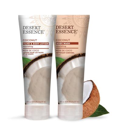 Desert Essence Coconut Hand & Body Lotion 8.0 fl. oz (Pack of 2) - Gluten-Free Vegan Formula with Organic Oils - Nourishing Moisturizer for Daily Use - Buy Online on GoSupps.com