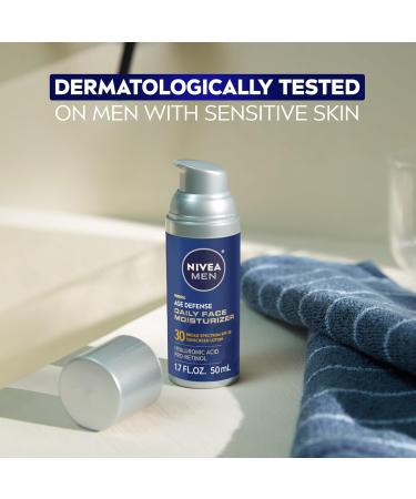 NIVEA MEN Age Defense Daily Face Moisturizer with Broad Spectrum SPF 30 Sunscreen Pro-Retinol and Hyaluronic Acid Beard-Friendly Face Lotion Helps Defend Against UVA/UVB Rays 1.7 Fl Oz Bottle 1 Fl Oz (Pack of 1) - Buy Online on GoSupps.com
