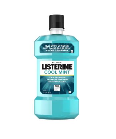 Listerine Cool Mint Antiseptic Mouthwash, Bad Breath, Plaque & Gingivitis, Mint, 1 L