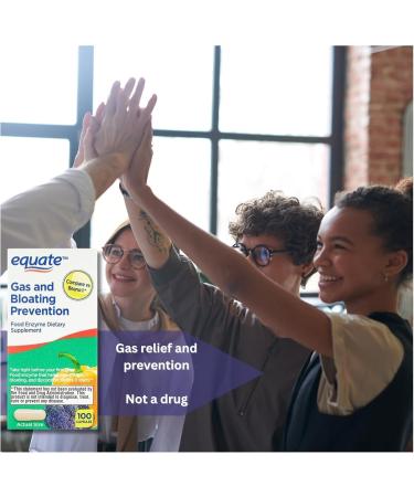 Equate Gas and Bloating Relief Support Food Enzyme Dietary Supplement Digestive Comfort Capsules 100 Count (Pack of 2) + Exclusive ''Thank You'' Sticker by MEELTA - Buy Online on GoSupps.com