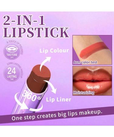 Brown Lipstick & Lip Liner 2-in-1 Combo - Waterproof Matte Lip Tint for Fuller Lips | Perfect for Dark Skin Women - Buy Online on GoSupps.com