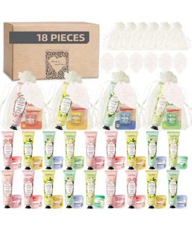 18 Set Bridal Shower Favors for Guests Hand Cream Bulk and Lip Balm Bulk for Bridal Wedding or Baby Shower Party Gifts for Adults with Organza Bag Thank You Card
