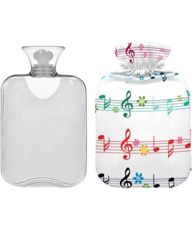 Colorful Naanle Hot Water Bottle with Musical Notes - 1L for Bed Hand & Feet Pain Relief | Transparent Bag Included - Heat & Cold Therapy - Buy Online on GoSupps.com