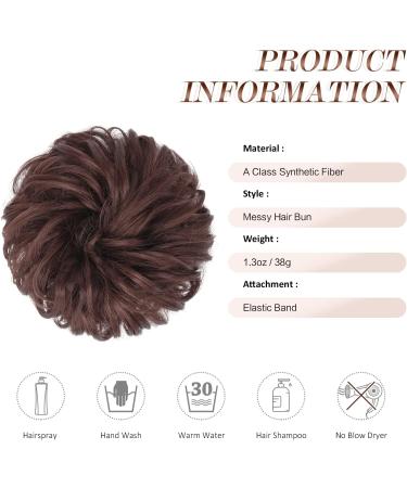 FESHFEN Messy Bun Hair Piece Synthetic Wavy Curly Chignon Ponytail Extension in Dark Auburn - 1PCS 38g - Buy Online on GoSupps.com