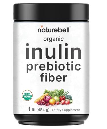 NatureBell Organic Inulin Prebiotic Fiber Powder 1lb | Natural Chicory Root Source Easily Mixes with Coffee or Smoothies Fiber Supplement for Women & Men Non-GMO Vegan Friendly Gluten Free