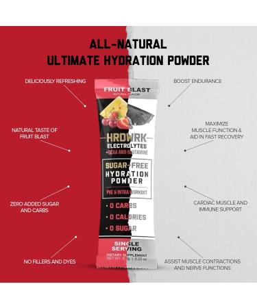 HRDWRK Electrolytes Powder Packets - Sugar Free Keto Hydration with Magnesium & Potassium (30 Servings Fruit Blast - Buy Online on GoSupps.com