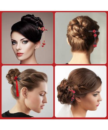 Molain 4-Piece Handmade Wooden Hair Pins - Vintage Flower Hair Sticks for Women & Girls - Buy Online on GoSupps.com