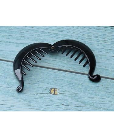 Sowaka Small Banana Hair Clip Comb Set for Women - Fashion Locking Round Plastic Hair Grips for Ponytail Holder - Ideal for Long, Straight, Curly, Thick Hair - 2 Pcs (Black and Brown) - Buy Online on GoSupps.com