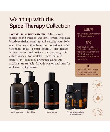Bodhi Body and Bath Oil SPICE THERAPY 250ml | 100% Natural Vegan & Organic Shower and Massage Oil with Essential Oils - Buy Online on GoSupps.com