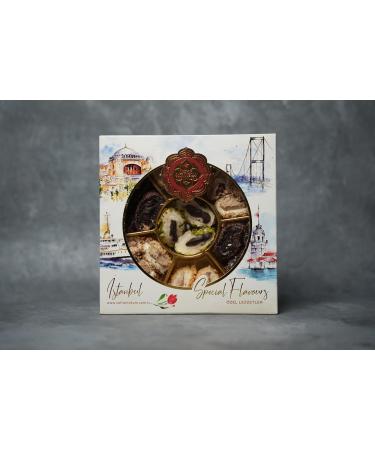 Authentic Turkish Delight with Gift Box- Luxury Exotic Flavours Handcrafted in Turkey Vegan & Gluten-Free - No Artificial Colorant -Rolled Turkish Delight with Round Box 450g - Buy Online on GoSupps.com