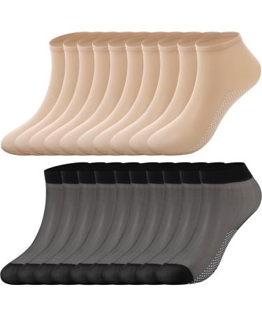 Utensilsto 20 pairs of nylon stockings women nylon socks matt transparent nylon fine socks 20 the ankle hook fine stockings for women reinforced toes silk socks for women (EU 35-42) M-L 10 couple black +10 pair nude