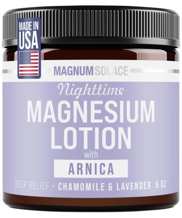 Magnum Solace Nighttime Magnesium Lotion with Arnica Soothing Relief & Relaxation Highly Concentrated Magnesium for Muscles & Joints Apply to Legs or Feet Before Bed Skin-Friendly
