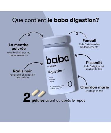 Baba Nutrition Digestion Supplement | 6 Plant Complex to Improve Digestion & Bloating | Black Radish Fennel Milk Thistle Dandelion | 60 Capsules - Buy Online on GoSupps.com
