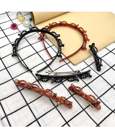 6PCS Double Bangs Hairstyle Hairpin Headband for Girls & Women - Korean Fashion Twist Plait Hair Clip Tool - Buy Online on GoSupps.com