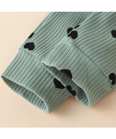 UUAISSO Baby Girls Cow Print Ruffled Outfit Set | Infant Clothing 6-9 Months Green Hearts - Buy Online on GoSupps.com