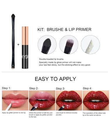 Kyda Glitter Lip Kit - 3 Colors Diamond Metallic Lipstick Powder Long-Lasting Waterproof Cruelty-Free with Lip Primer | Shop Now! - Buy Online on GoSupps.com