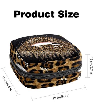 Gold Leopard Lips Sanitary Napkin & Menstrual Cup Bag - Portable Period Pocket for Women & Teens | Multicolored Feminine Storage Solution - Buy Online on GoSupps.com