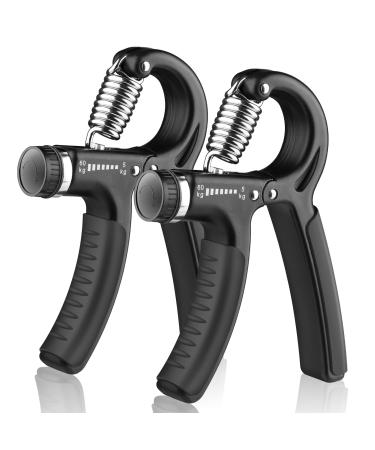 AIXPI Grip Strength Trainer, Hand Grip Exerciser Strengthener with Adjustable Resistance 11-132 Lbs (5-60kg), Forearm Strengthener, Hand Exerciser for Muscle Building and Injury Recover black-2pack