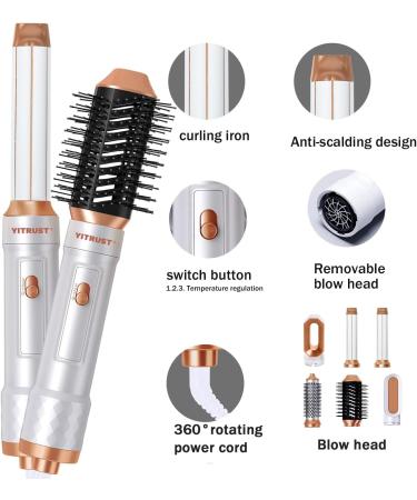 6 in 1 Hot Air Brush 2023 Ionic Hair Styling Tool Set - White Gold - Buy Online on GoSupps.com