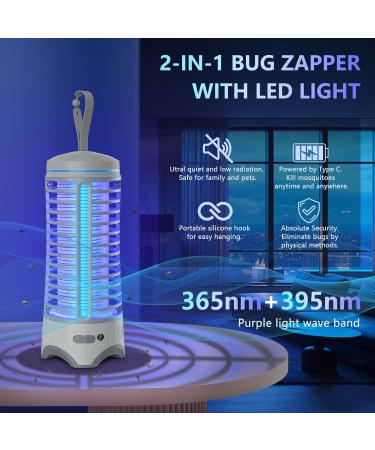Imenlox Bug Zapper Outdoor with LED Light Cordless Mosquito Zapper Indoor 2500mAh Electric Rechargeable Fly Zapper 2-in-1 Portable Fly Traps Fly Zapper for Home Backyard Camping Patio(White) - Buy Online on GoSupps.com