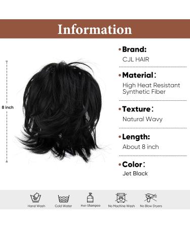 Jet Black 8 inch Claw Clip Ponytail Hair Extension - CJL HAIR Messy Bun Hairpiece - Buy Online on GoSupps.com