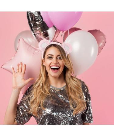 Lurrose Bear Ears Headband Fluffy Bear Ears Hairband Animal Ears Headwear for Makeup Washing Face Cosplay Party Pink White - Buy Online on GoSupps.com