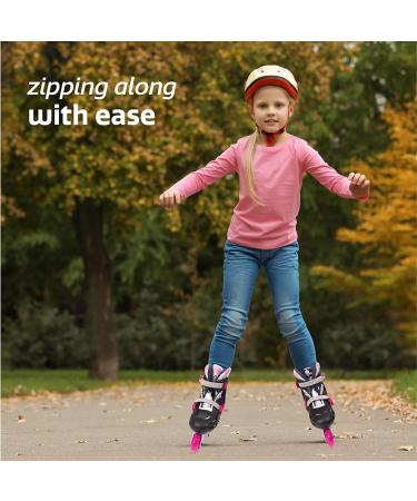 New Bounce Adjustable Inline Skates | Pink Medium (3-6 US) | 4 Wheel Blades Roller Skates for Kids and Adults | Outdoor Rollerskates for Girls and Women | Beginners & Advanced - Buy Online on GoSupps.com