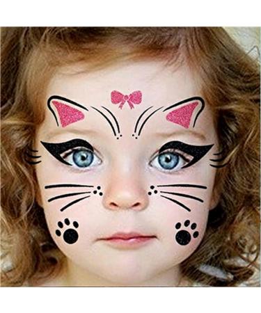 Animal Face Stickers - Leopard Cat Floral Body Paint for Halloween & Stage Performance - 2 Sheets - Buy Online on GoSupps.com