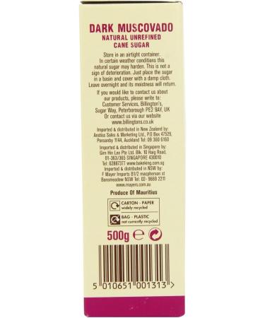Billington's Dark Muscovado Natural Unrefined Cane Sugar 500g x 10 Unrefined Cane Sugar 10 - Buy Online on GoSupps.com