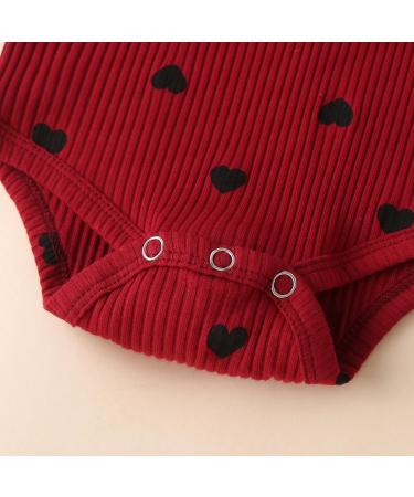 UUAISSO Baby Girls Cow Print Ruffled Outfit | Infant Clothing Set 0-3 Months | Wine Red Hearts Design - Buy Online on GoSupps.com