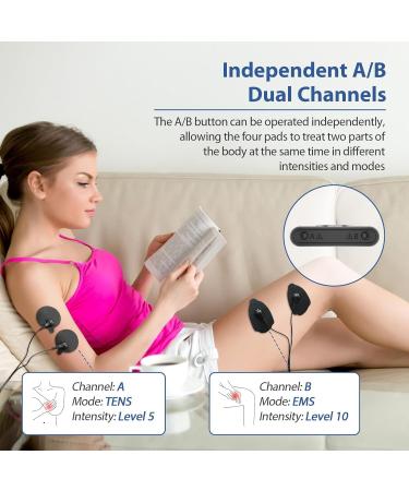 Buy TENS EMS Unit - 24 Modes Muscle Stimulator for Pain Relief | Dual Channel Electronic Massager with 12 Pads & Dust-Proof Bag | International Shipping Available - Buy Online on GoSupps.com