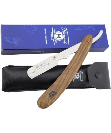 Barber style wooden razor with leather bag ideal for beginners wet shaver and deep shave.Come with a leather bag for better safety.