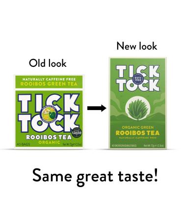 Tick Tock Teas Organic Rooibos Green Tea 2.5 Oz - 40 Count Herbal Tea Bags - Buy Online on GoSupps.com