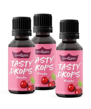 GymQueen Tasty Drops Cherry 3x30ml Flavour Drops without calories Cherry 30 ml (pack of 3)