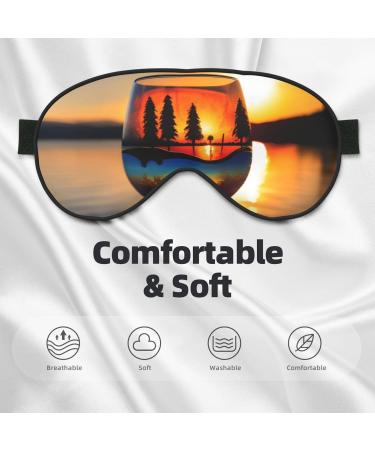 Sunset Wine Glass Print Eye Mask - Soft Sleeping Eye Cover for Travel & Naps | Perfect Gift for Men & Women - Buy Online on GoSupps.com