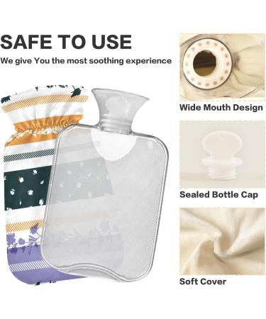 NAANLE Hot Water Bottle with Flower Strips - 1L Transparent Cover for Bed Hand & Feet Warmth Pain Relief Heat & Cold Therapy - Buy Online on GoSupps.com