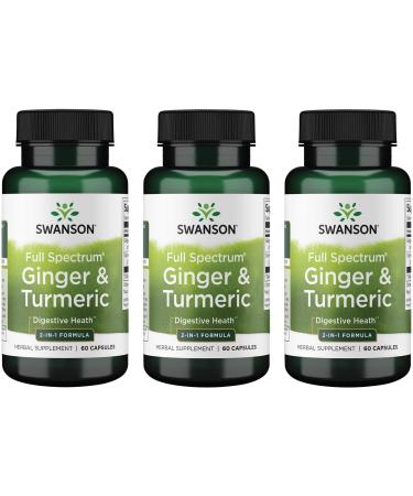 Swanson Full Spectrum Ginger & Turmeric 60 Capsules (3 Pack)