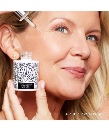 Naked & Thriving Protect Antioxidant Face Serum | Peptides Green Tea Hyaluronic Acid | Vegan & Naturally-Derived | Support Hydration & Fortify Against Visible Signs of Aging (1.0 fl oz/30 mL) - Buy Online on GoSupps.com