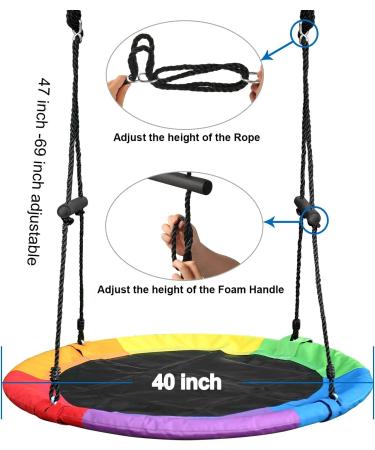 Saucer Tree Swing 40 | 700lb Capacity | 900D Oxford Fabric | Waterproof | Playground & Backyard Swing (Rainbow) - Buy Online on GoSupps.com