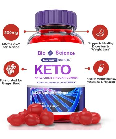 Bioscience Keto Gummies with ACV - Advanced Ketosis Formula (2 Pack, 60 Count) - Vegan Non GMO Supplement - Buy Online on GoSupps.com