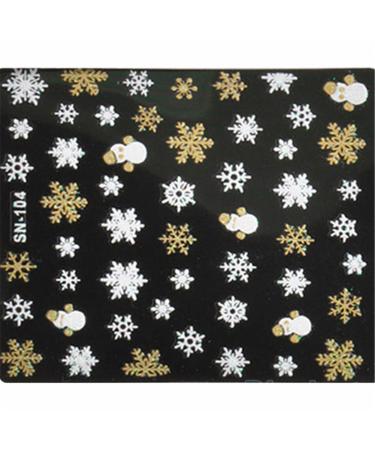ZHOUBA Snowflakes Snowman 3D Nail Art Stickers Decals Girl Fingernail Accessories (Golden)